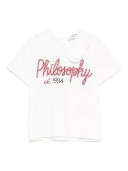 Philosophy Di Lorenzo Serafini Kids топ с вышитым логотипом, нейтральный цвет