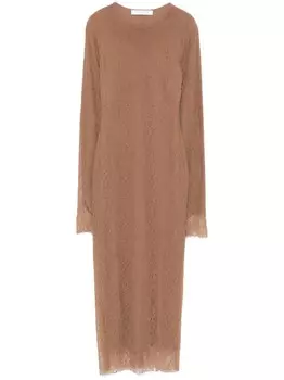 Philosophy Di Lorenzo Serafini кружевное платье миди, коричневый