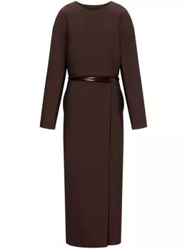 Philosophy Di Lorenzo Serafini платье миди с длинными рукавами и поясом, коричневый