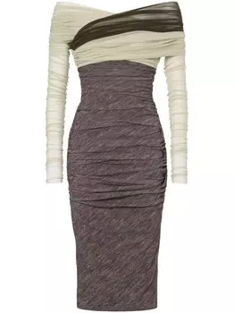 Philosophy Di Lorenzo Serafini платье миди со сборками и открытыми плечами, серый