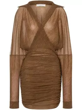 Philosophy Di Lorenzo Serafini платье мини с запахом и сборками, коричневый