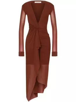 Philosophy Di Lorenzo Serafini платье с V-образным вырезом и драпировкой, коричневый