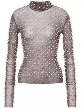 Philosophy Di Lorenzo Serafini полупрозрачный топ с искусственным жемчугом, серый