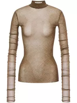 Philosophy Di Lorenzo Serafini полупрозрачный топ с высоким воротником, зеленый