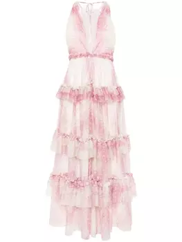 Philosophy Di Lorenzo Serafini ярусное платье макси с цветочным принтом, нейтральный цвет