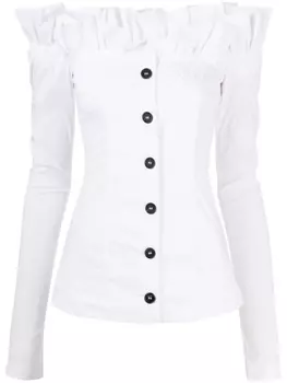 Philosophy Di Lorenzo Serafini рубашка с открытыми плечами и оборками, белый