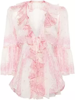 Philosophy Di Lorenzo Serafini шелковая блузка с графичным принтом, нейтральный цвет