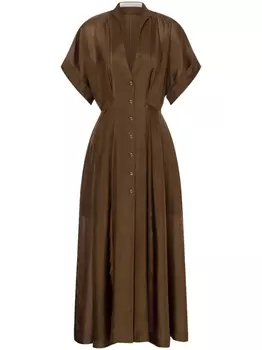 Philosophy Di Lorenzo Serafini шелковое платье миди, коричневый