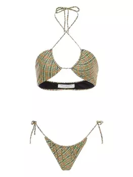 Philosophy Di Lorenzo Serafini топ бикини в клетку, зеленый