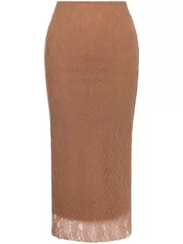 Philosophy Di Lorenzo Serafini юбка миди с кружевом, коричневый