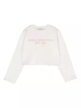 Philosophy Di Lorenzo Serafini укороченная толстовка с вышитым логотипом, белый