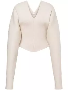 Philosophy Di Lorenzo Serafini укороченный джемпер с V-образным вырезом, белый