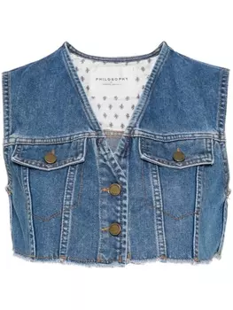 Philosophy Di Lorenzo Serafini укороченный джинсовый жилет, синий