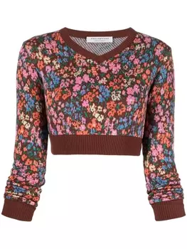 Philosophy Di Lorenzo Serafini укороченный свитер с цветочным узором, коричневый