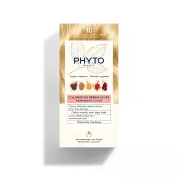 Phyto Phytocolor 10 Extra Light Blonde Перманентное окрашивание без аммиака 100% покрытие седых волос