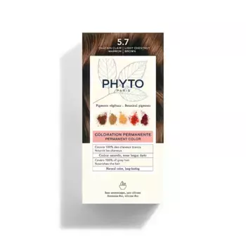 Phyto Phytocolor 5.7 Перманентное окрашивание светло-русый табак без аммиака 100% покрытие седых волос