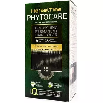 Phytocare Перманентная краска для волос Цвет черный 1N - Professional Natural Herbal Time