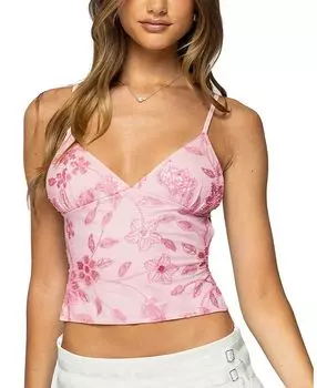 Пиа Топ с пайетками и цветочным принтом на спине Edikted, розовый