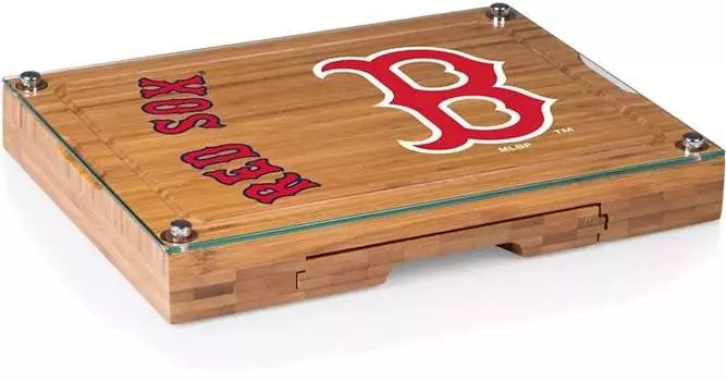 Picnic Time Бостон Ред Сокс Концерт Стеклянная крышка Доска для сыра и набор ножей