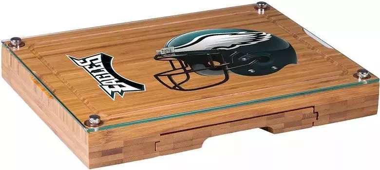 Picnic Time Philadelphia Eagles Доска для сыра и набор ножей со стеклянной крышкой