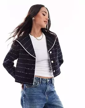 Пиджак ASOS DESIGN из букле с контрастной полоской