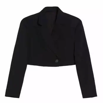Пиджак Bershka Cropped Tailored Twill, черный