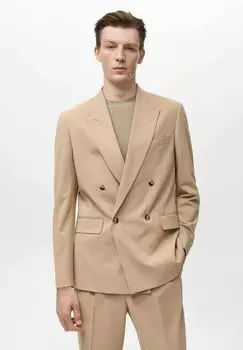 Пиджак-блейзер BOSTON REGULAR-FIT DOUBLE-BREASTED Mango, бежевый