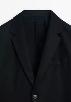 Пиджак-блейзер FLOWING Massimo Dutti, темно-синий