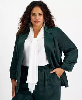 Пиджак больших размеров из выстиранного атласа с плиссированными рукавами, созданный для macy's Bar III, мульти