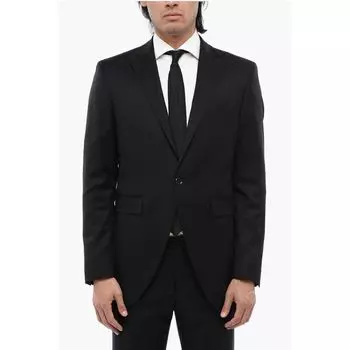 Пиджак CC COLLECTION Virgin Wool and Silk 1-Button Blazer with Peak Corneliani, черный