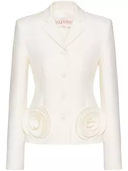 Пиджак Crepe Couture с цветочной аппликацией Valentino Garavani, белый