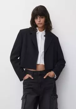 Пиджак Cropped And Fray Hed PULL&BEAR, черный