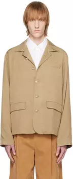 Пиджак цвета хаки с расклешенным воротником 4SDESIGNS