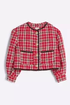 Пиджак для девочек из 100% хлопка в клетку River Island, красный