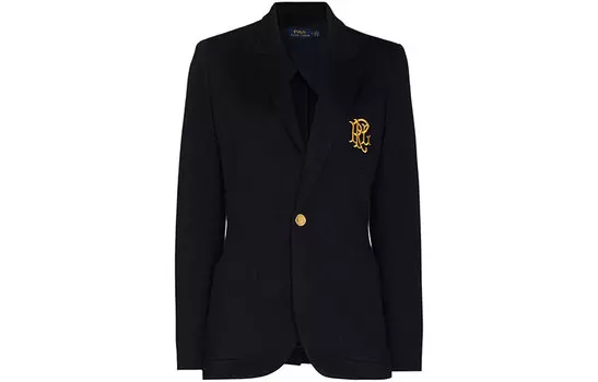 Пиджак двойной вязки с вышитым логотипом Polo Ralph Lauren, Navy Blue Gold Logo