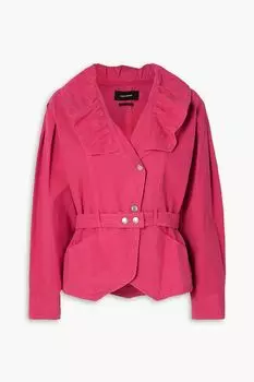 Пиджак Epaline из смесового льна с поясом и оборками ISABEL MARANT, розовый