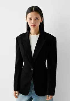 Пиджак FITTED Bershka, цвет black
