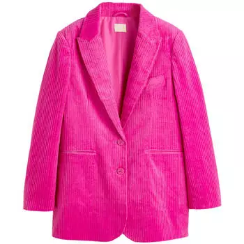 Пиджак H&amp;M Single-breasted Corduroy, ярко-розовый