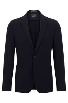 Пиджак Hugo Boss Slim-fit In Micro-patterned Performance-stretch Jersey, темно-синий