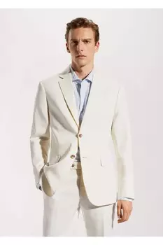 Пиджак из 100% льняной ткани Mango, экрю