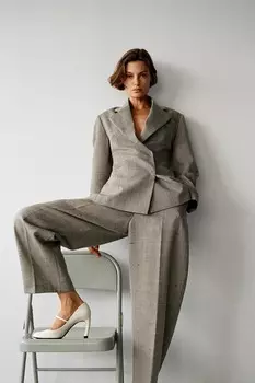 Пиджак из 100% шерсти ZARA, серый