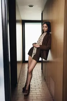 Пиджак из 100% замши ZARA, коричневый