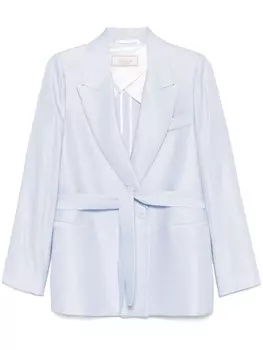 Пиджак из габардина с поясом Peserico, синий