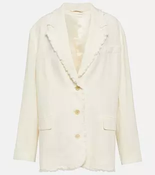 Пиджак из хлопка и льна ACNE STUDIOS, белый