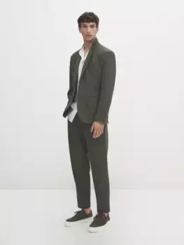 Пиджак из хлопка саржи Massimo Dutti, зеленый