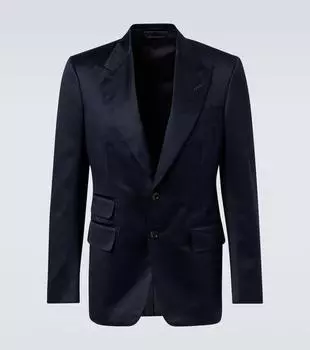 Пиджак из хлопкового сатина Shelton Tom Ford, темно-синий