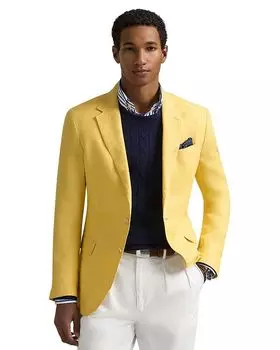 Пиджак из льняного костюма Polo Tailored Polo Ralph Lauren, желтый