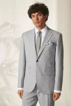 Пиджак из льняной смеси приталенного кроя Next, серый