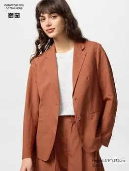 Пиджак из льняной смеси Uniqlo, оранжевый