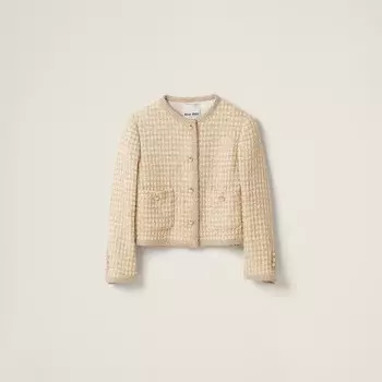Пиджак из ламе в прямую клетку Miu Miu, белый